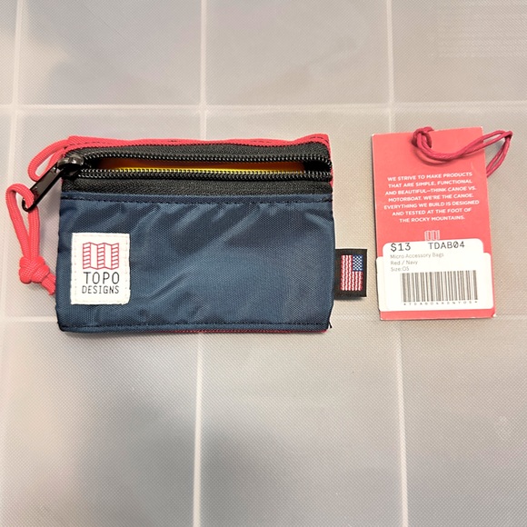 NWT Micro / XS Topo Designs Accessory Bag - Navy Blue & Red - Picture 3 of 3